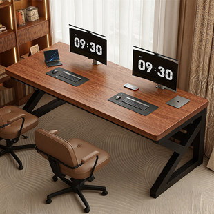 实木电脑桌台式可放主机双人书桌写字桌办公桌桌子工作台桌椅套装
