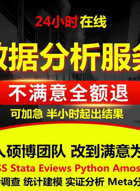 SPSS数据分析服务eviews实证Stata问卷调查meta医学amos统计R代做