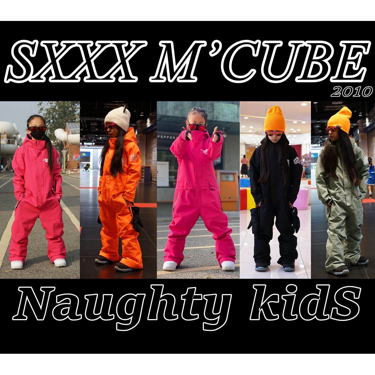 Sxxx M'Cube naughty kids单板双板儿童连体防水加棉连体滑雪服 - 实物图
