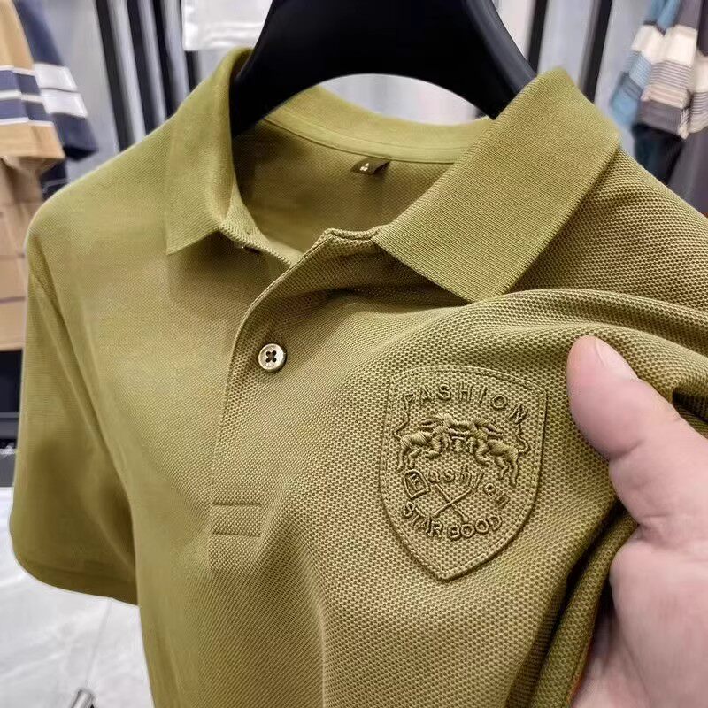 CLEARANCE PICK-UP SUMMER POLO SHIRT MENS LAPEL SHORT SLEEVE T-SHIRT ICE SILK HALF-SLEEVED SHIRT MENS TOP FASHION BRAND
