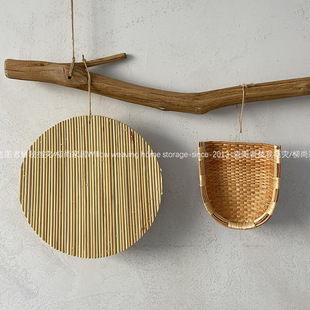 手工缝制高粱杆盖帘托盘盖垫饺子帘圆形双层小号田园风厨房收纳盘