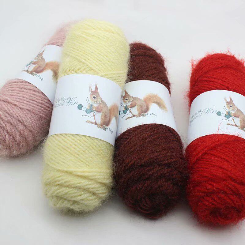 SQUIRREL FLUFF YARN BRIGHT SILK SCARF HAT COAT IN THICK HANDMADE DIY CROCHETED HAND-KNITTED BABY MOHAIR YARN