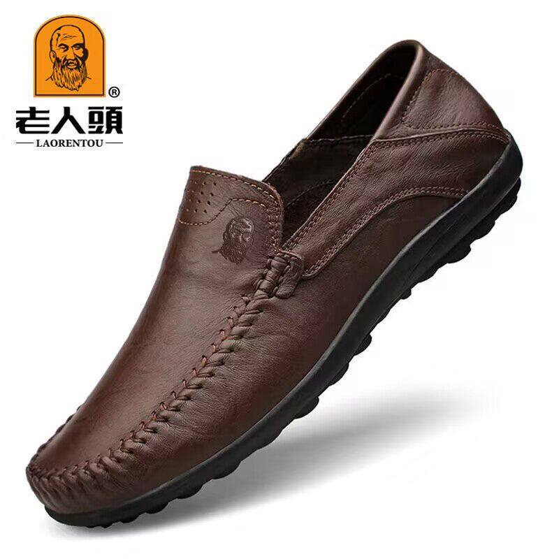 老人头秋冬男士商务休闲皮鞋透气软底单鞋男式豆豆鞋男真皮爸爸鞋,流行男鞋,单鞋,淘宝优惠券,粉丝福利购,淘宝优惠卷