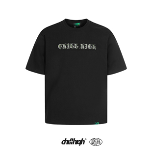 圆领潮休闲宽松短袖 ChillHigh秋高 绿钻哥特轻奢高级纯棉男女同款