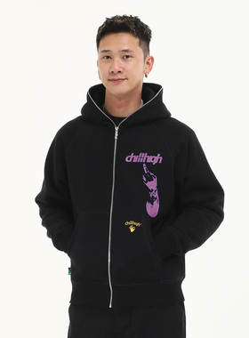 ChillHigh 好多手指 拉链卫衣加绒加厚连帽开衫卫衣男女休闲宽松