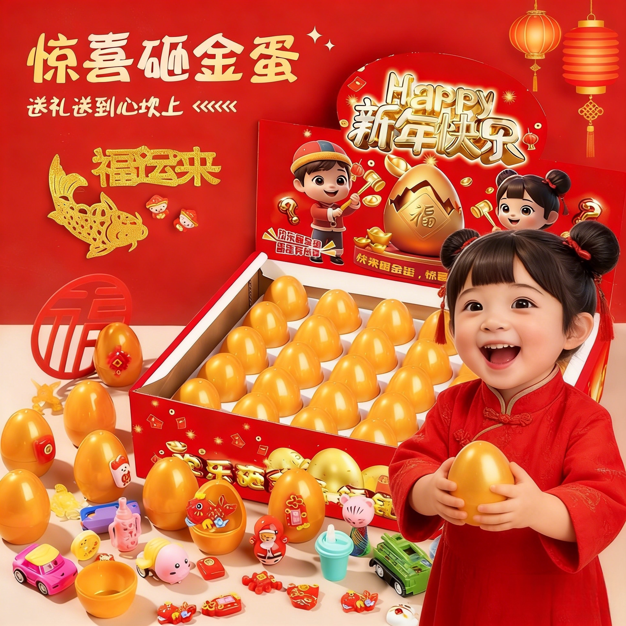 【新年礼物】欢乐砸金蛋盲盒男女孩过年礼物敲敲乐每个蛋都有奖品