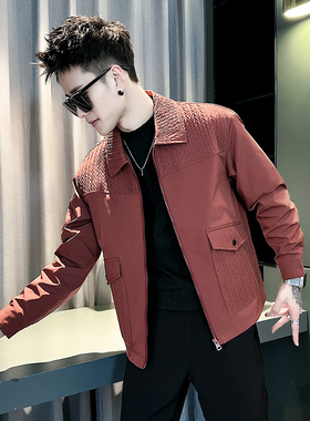 小伙 春装新款男时尚夹克男麦穗外套  J175-P98 控138 红色