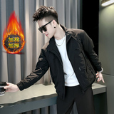 社会小伙秋冬加棉男时尚夹克男外套J268-P108控148黑色，男装夹克，电商D313