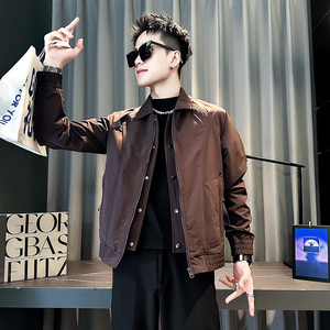 社会小伙 春装新款男时尚夹克男外套  J281-P108 控158 咖色图片