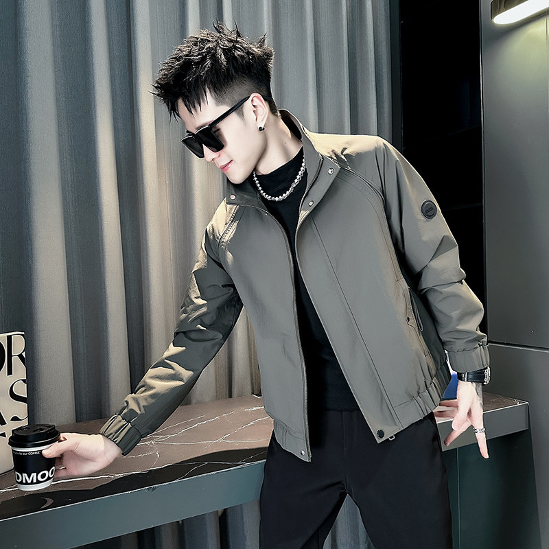 社会小伙春装新款男时尚夹克男外套J279-P98控145军绿色，男装夹克，电商D313