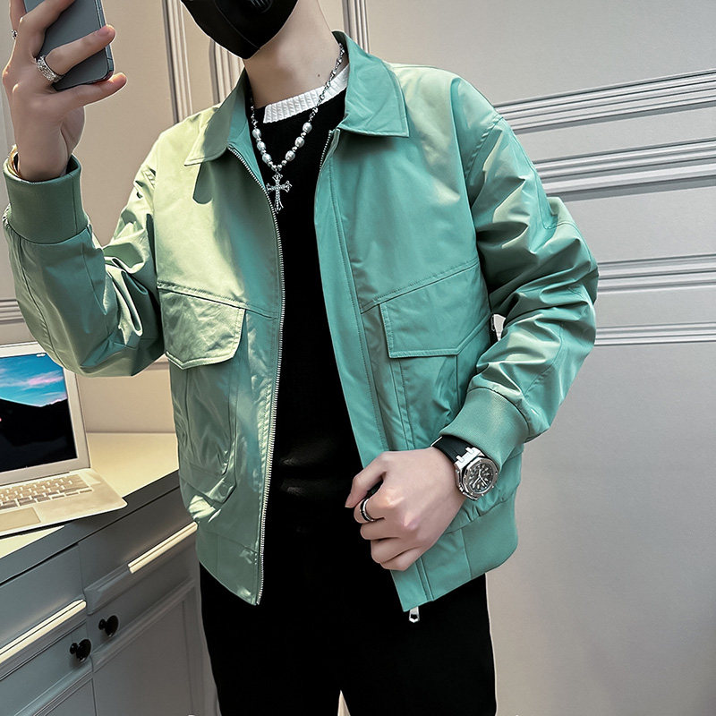 无头春装新款男子修身纯色夹克男外套J64-P98控138黑色,男装夹克,电商D313