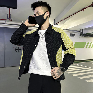 春装新款社会小伙修身拼色夹克男外套 J60-P98 控138 白图片
