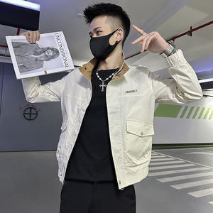 2023春装新款社会小伙修身夹克男外套J54-P98控138绿色