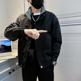 无头春装新款男装千鸟格拼色修身夹克男外套J65-P98控138白色，男装夹克，电商D313