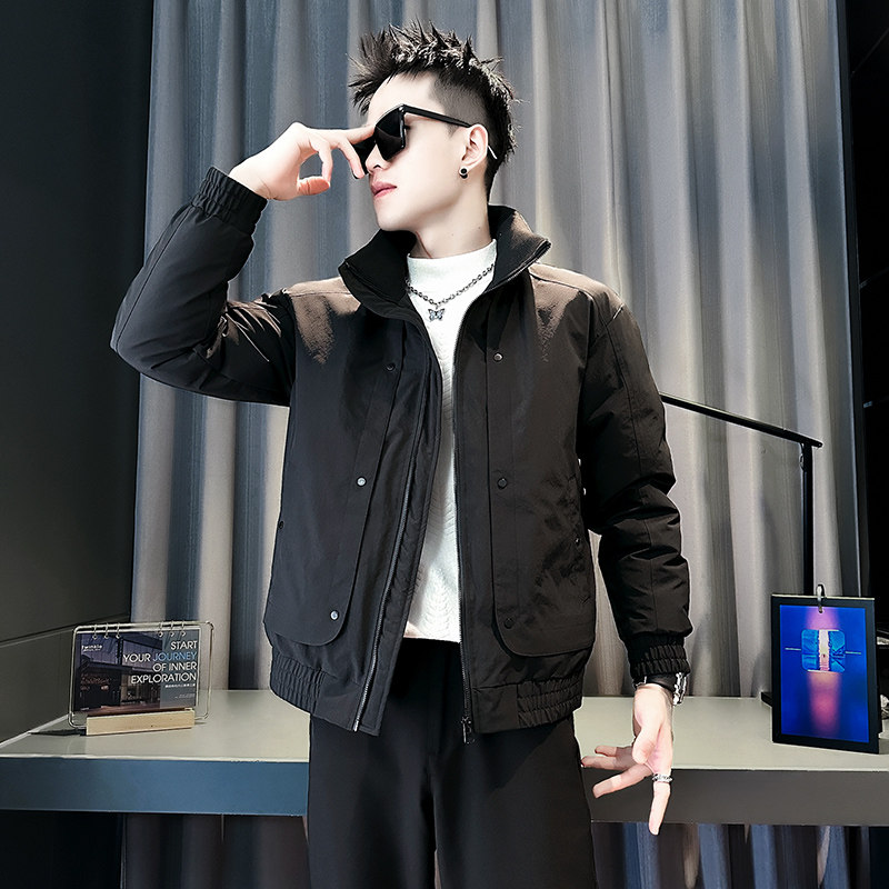 小伙2025冬装加厚设计男士皮棉衣外套F124-P138控178军绿色,男装棉衣,电商D313