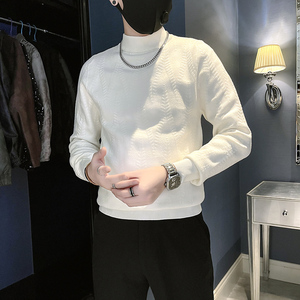 2025秋冬男士套头修身毛衣男装针织衫  M121-P78 控108 黑色图片
