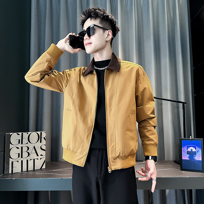 社会小伙春装新款男时尚夹克男外套J278-P98控145黄色，男装夹克，电商D313