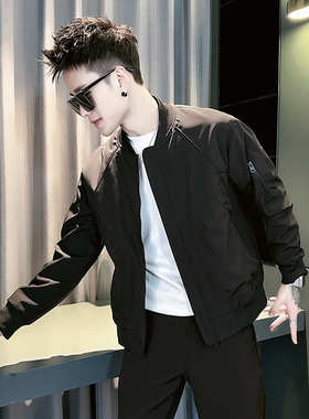 社会小伙 春装新款男时尚夹克男外套  J177-P98 控138 黑色