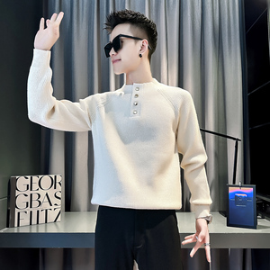 小伙 秋冬新款男士毛衣打底针织衫  M176-P88 控118 米白色图片