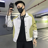 春装新款社会小伙修身拼色夹克男外套J60-P98控138白，男装夹克，电商D313