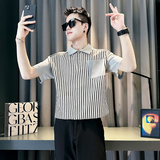 小伙2025夏装新款男设计个性短袖衬衫CC253-P58控78黑色，商品下架区，电商D313