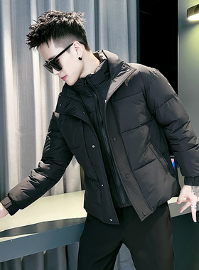 小伙 2024冬装加厚假2件设计男士棉衣外套  F83-P138 控178 黑色