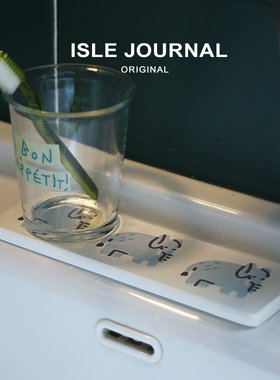 原创插画硅藻泥牙刷杯杯垫浴室洗手台面置物垫长条窄垫吸水防潮