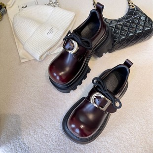 黑色小皮鞋女配裙子不累脚单鞋厚底JK百搭英伦风日系复古乐福鞋子