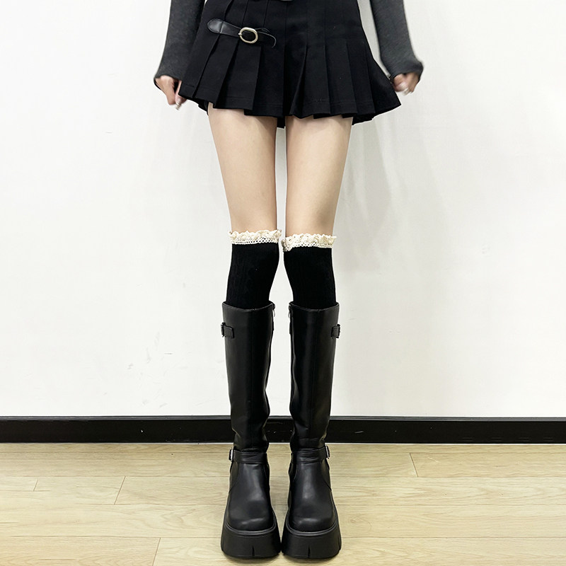 2025新款粗跟长筒靴女