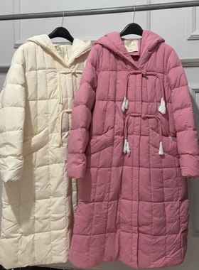 如缤RUBIN冬季新款女装宽松简约连帽中长款羽绒服6L53Y64131