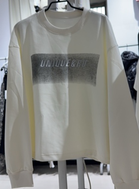 如缤RUBIN春装新款女装套头简约圆领字母厚棉T上衣6A12V69326卫衣