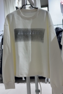 如缤RUBIN春装新款女装套头简约圆领字母厚棉T上衣6A12V69326卫衣