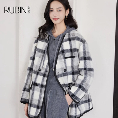 如缤RUBIN2024冬季新款女装90鸭绒羊毛保暖羽绒服外套6L52Y64135