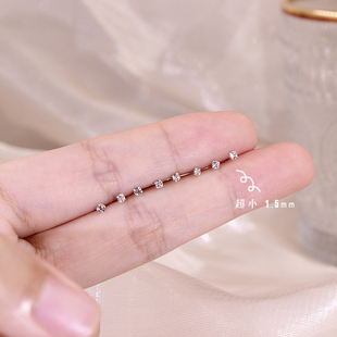 迷你小耳钉纯银不明显耳骨钉小钻隐形搭配防过敏银针耳棒睡觉免摘