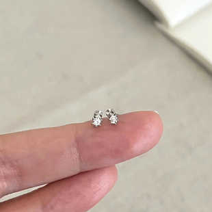 迷你耳钉纯银小钻隐形耳饰不明显切面精致日常通勤耳环睡觉免摘女