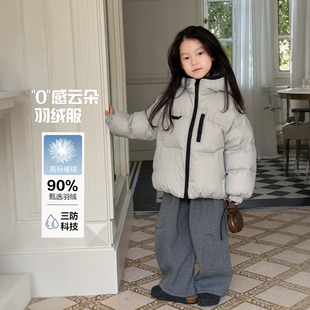 保暖棉衣 新款 柒号童仓女大童百搭短款 羽绒服白鸭绒连帽外套冬装
