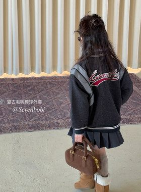 【亲子】柒号童仓女大童加厚棒球服冬装新款儿童夹克休闲呢子外套