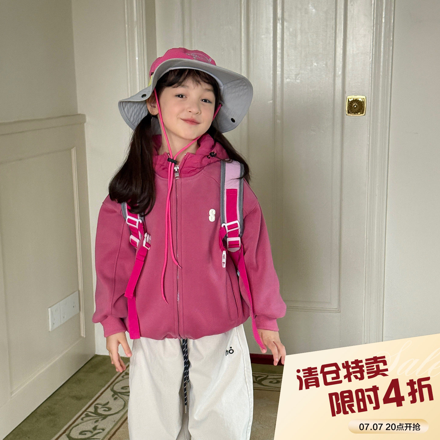 柒号童仓女大童韩版连帽拼接外套冬装新款儿童休闲加厚保暖上衣潮