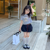 圆领简约短袖 T恤夏装 新款 柒号童仓女童韩版 儿童休闲短款 上衣潮