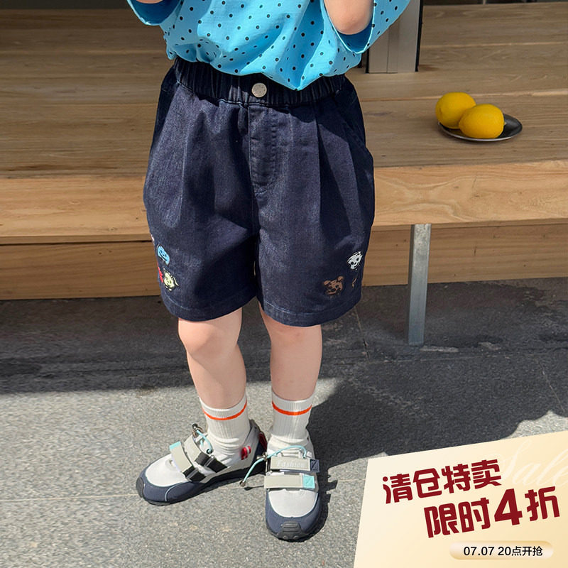 柒号童仓女大童韩版洋气卡通短裤夏装新款儿童刺绣精致休闲中裤潮