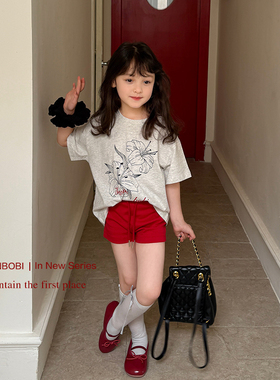 【亲子】柒号童仓女大童韩版洋气短袖T恤夏装新款印花休闲上衣潮