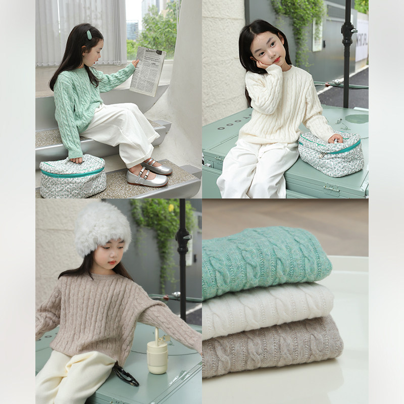 针织毛衣柒号童仓宽松麻花上衣