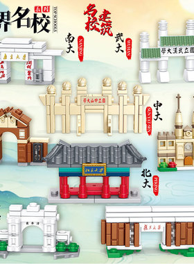 乐玩60195世界名校系列著名清华北大建筑拼插积木DIY儿童益智玩具