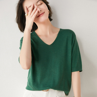 百搭半袖 2021新款 女夏宽松简约套头T恤韩版 针织打底衫 薄毛衣 短袖