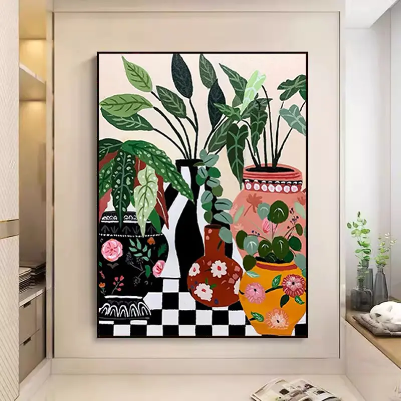 马蒂斯抽象客厅装饰画美式复古花卉沙发背景墙落地画卧室艺术挂画图片