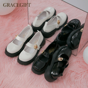 【台湾代购】gracegift 美少女战士玛丽珍鞋女增高厚底学院小皮鞋