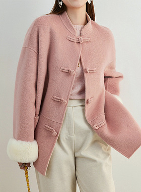 MEI*YANG梅里雪山羊毛大衣新年款新中式年轻款双面呢秋季新款