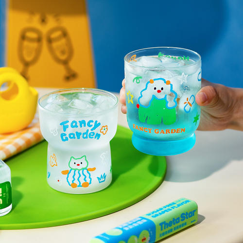 高颜值花园束腰杯玻璃杯果汁杯