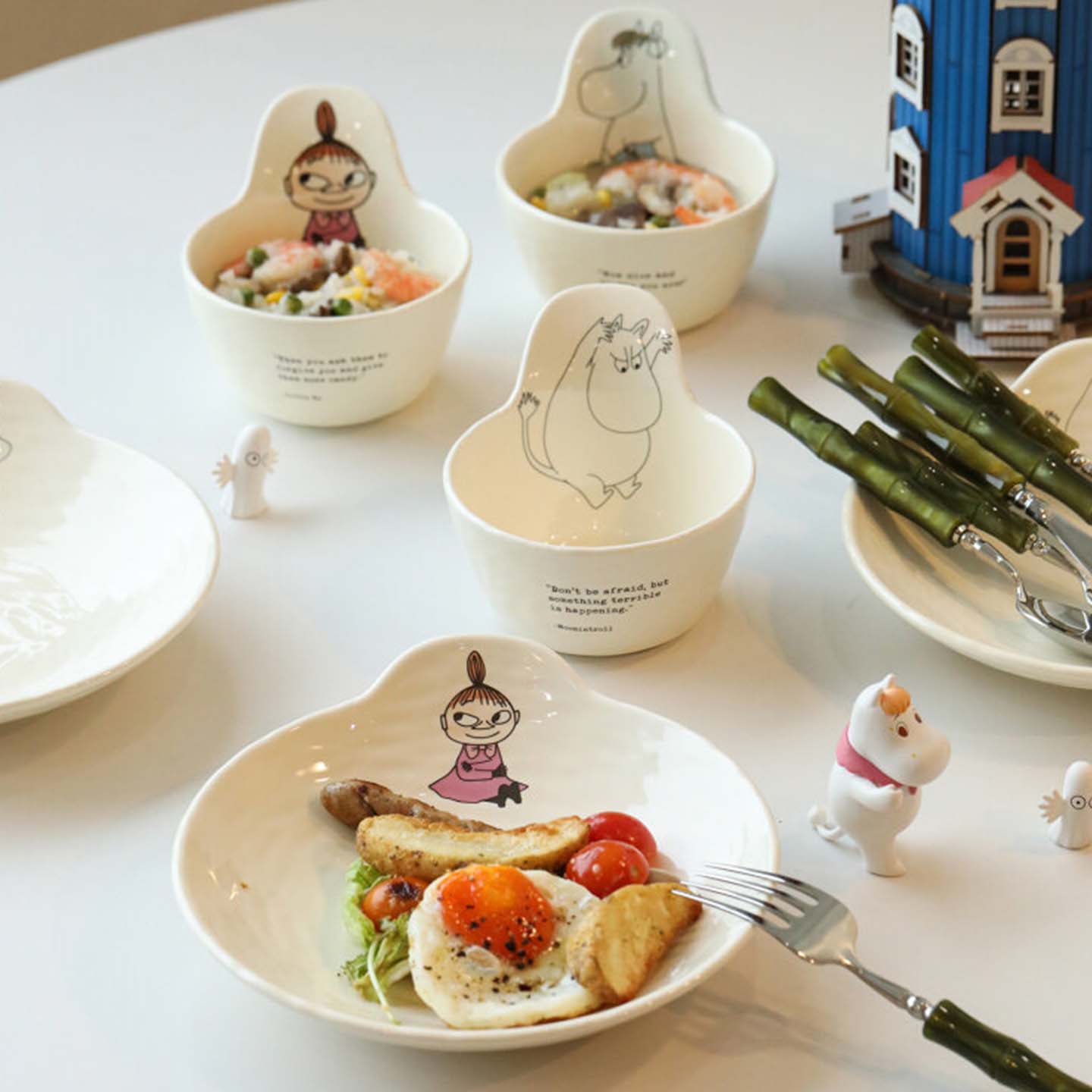 moomin姆明联名手把碗家用盘子家用菜盘一整套漂亮餐盘ins网红