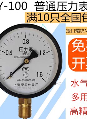 压力表Y100工业高精度水气油高低温多用途指针式检测试压荣华仪表